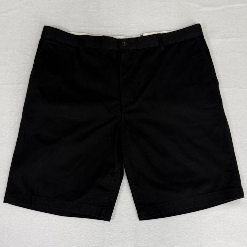 Dockers Mens Black Chino Shorts Size 40 Flat Front 100% Cotton Anchor Logo